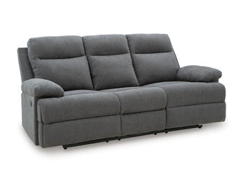 Side-Swipe Reclining Sofa with Drop Down Table